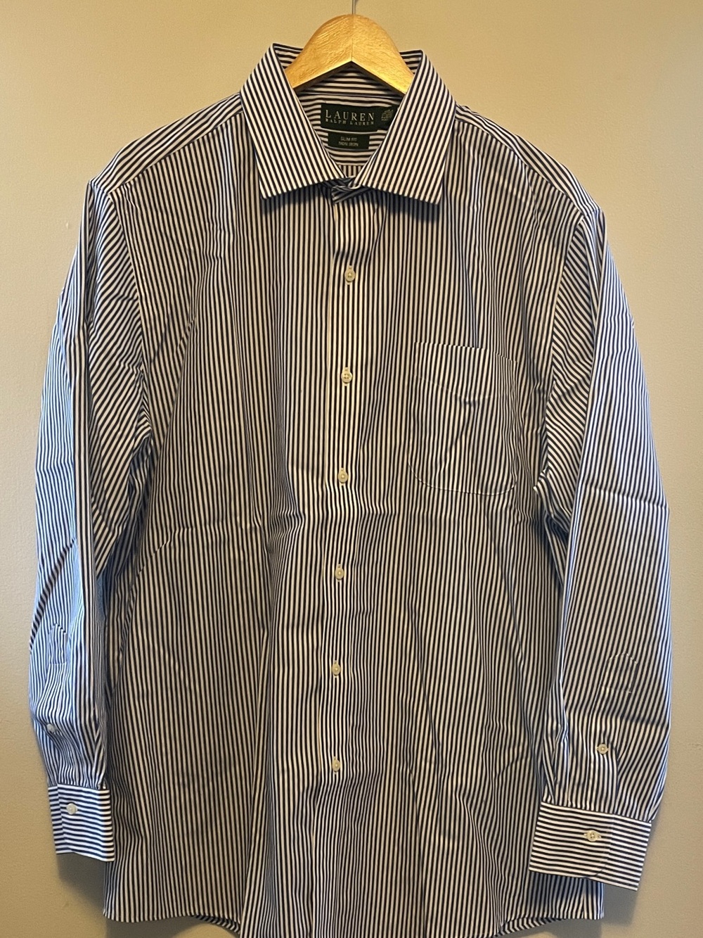 Ralph Lauren Blue and White Stripe Men's Dress Shirt